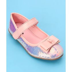 Pine Kids Ballerinas with Velcro Closure & Bow Applique- Pink
