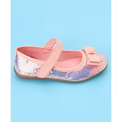 Pine Kids Ballerinas with Velcro Closure & Bow Applique- Pink