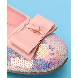 Pine Kids Ballerinas with Velcro Closure & Bow Applique- Pink