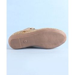 Pine Kids Ballerinas with Velcro Closure & Bow Applique- Golden