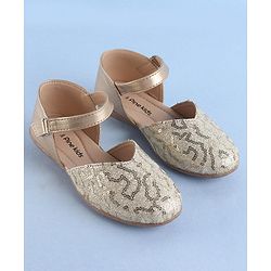 Pine Kids Velcro Closure Bellies With Sequin Detailing - Golden
