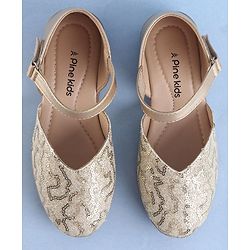 Pine Kids Velcro Closure Bellies With Sequin Detailing - Golden
