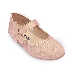Pine Kids Ballerinas with Velcro Closure Shimmered Butterfly Applique - Golden