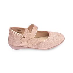 Pine Kids Ballerinas with Velcro Closure Shimmered Butterfly Applique - Golden