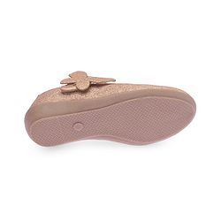 Pine Kids Ballerinas with Velcro Closure Shimmered Butterfly Applique - Golden