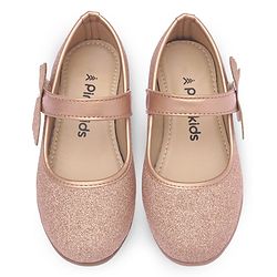 Pine Kids Ballerinas with Velcro Closure Shimmered Butterfly Applique - Golden