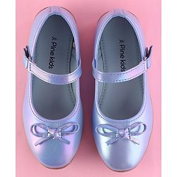 Pine Kids Ballerina with Bow Applique & Velcro Closure -Blue