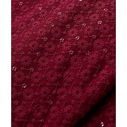 Pine Kids All Over Embroidered Full Sleeves Kurta Pyjama Set - Red