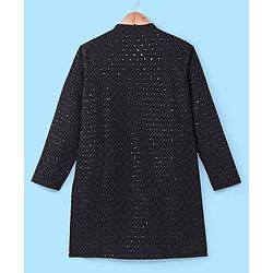 Pine Kids All Over Embroidered Full Sleeves Kurta Pyjama Set - Black