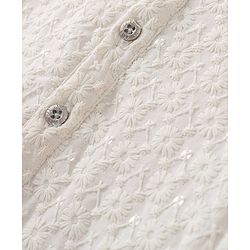 Pine Kids All Over Embroidered Full Sleeves Kurta Pyjama Set - White