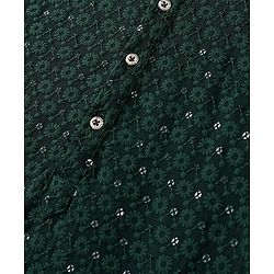 Pine Kids Full Sleeves All Over Sequined Embroidered Kurta Pyjama Set- Green