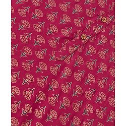 Pine Kids 100 % Viscose Woven Full Sleeves  Foil Printed   Kurta & Pajama Set - Dark Pink