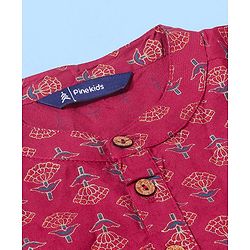 Pine Kids 100 % Viscose Woven Full Sleeves  Foil Printed   Kurta & Pajama Set - Dark Pink