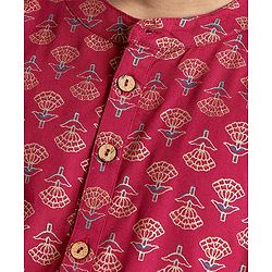 Pine Kids 100 % Viscose Woven Full Sleeves  Foil Printed   Kurta & Pajama Set - Dark Pink
