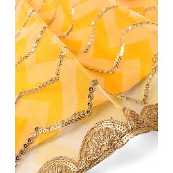 Pine Kids Half Sleeves Chevron Embroidered Choli & Lehenga with  Dupatta Set- Yellow