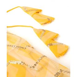 Pine Kids Half Sleeves Chevron Embroidered Choli & Lehenga with  Dupatta Set- Yellow