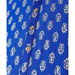 Pine Kids Foil Printed Full Sleeves Kurta Pyjama Set-  Blue