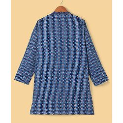Pine Kids Cotton Full Sleeves All Over Printed Kurta Pyjama Set- Blue