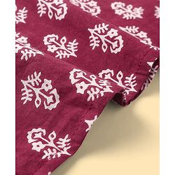 Pine Kids Cotton Woven Full Sleeves Floral Printed Kurta & Pajama Set - Maroon