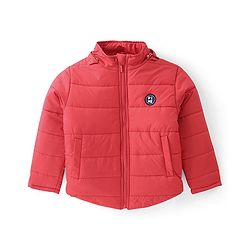 Pine Kids Full Sleeves Solid Color Medium Winter Hooded Jacket - Red