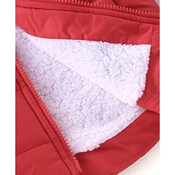 Pine Kids Full Sleeves Solid Color Medium Winter Hooded Jacket - Red