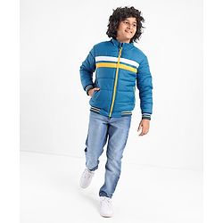 Pine Kids Full Sleeves Cut and Sew Medium Winter Jacket - Navy
