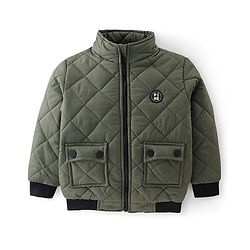 Pine Kids Full Sleeves Quilted Medium Winter Jacket -Olive
