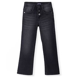 Pine Kids Denim Woven Full Length Bell Bottom Washed Jeans - Black