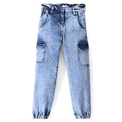 Pine Kids Jogger Fit Ankle Length Elasticated Waist Jeans - Blue