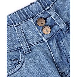 Pine Kids Full Length Flared Double Button Waist Denim With Back Elasticated - Mid Blue