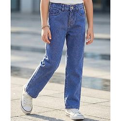 Pine Kids Cotton Woven Slim Fit Washed Denim Jeans - Blue