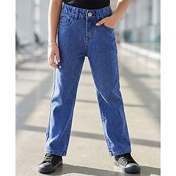 Pine Kids Cotton Woven Slim Fit Washed Denim Jeans - Blue