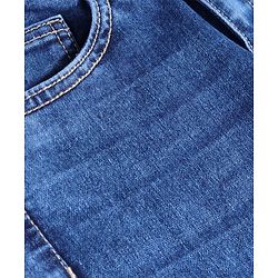 Pine Kids Cotton Full Length Cargo Fit Adjustable Washed Elasticated Jeans - Blue