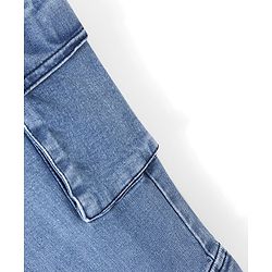 Pine Kids Denim Washed Full Length Cargo Fit Jeans with Pockets - Mid Blue