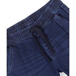 Pine Kids Denim Washed Full Length Cargo Fit Jeans with Pockets - Dark Blue