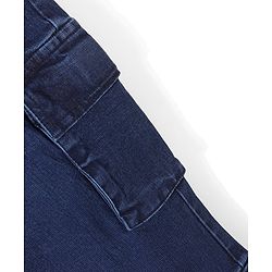 Pine Kids Denim Washed Full Length Cargo Fit Jeans with Pockets - Dark Blue