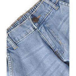 Pine Kids Cotton Full Length Joggers Fit Adjustable Washed Elasticated Jeans - Blue