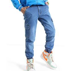 Pine Kids Full Length Solid Color Jogger Fit Denim Jeans - Blue
