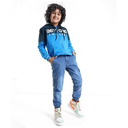 Pine Kids Full Length Solid Color Jogger Fit Denim Jeans - Blue