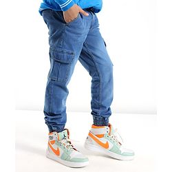 Pine Kids Full Length Solid Color Jogger Fit Denim Jeans - Blue