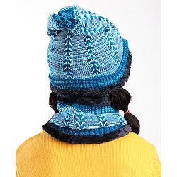 Pine Kids Woollen Cap & Snood Set Blue - Cap Diameter 11 cm