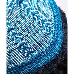 Pine Kids Woollen Cap & Snood Set Blue - Cap Diameter 11 cm