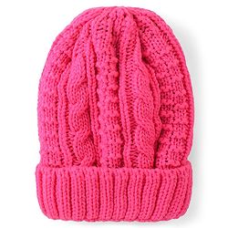 Pine Kids Cable Knit Woolen Beanie Cap - Fuchsia