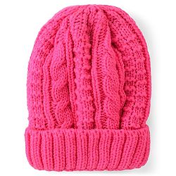 Pine Kids Cable Knit Woolen Beanie Cap - Fuchsia
