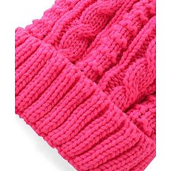 Pine Kids Cable Knit Woolen Beanie Cap - Fuchsia