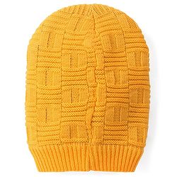 Pine Kids  Woollen Cap Solid Colour Checked Design Mustard - Diameter 18.5 cm