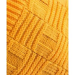 Pine Kids  Woollen Cap Solid Colour Checked Design Mustard - Diameter 18.5 cm