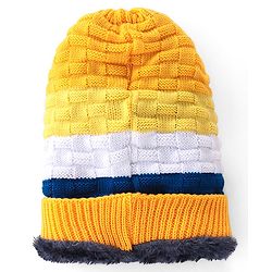 Pine Kids Knitted Woollen Cap Gloves & Muffler Set with Striped & Cable Knit Design Yellow - Diameter 12.5 cm