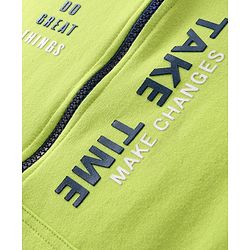 Pine Kids Full Sleeves Front Open Hooded Biowashed Sweat Jacket - Lime Punch