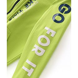 Pine Kids Full Sleeves Front Open Hooded Biowashed Sweat Jacket - Lime Punch